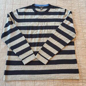 VTG Banana Republic Silk Cashmere men's crewneck sweater navy/grey stripe size L